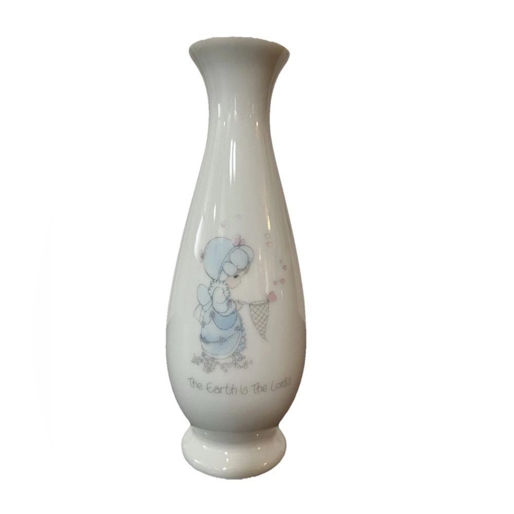 Vintage Bud Vase Precious Moments Porcelain 80s The Earth Is The Lords Cottage